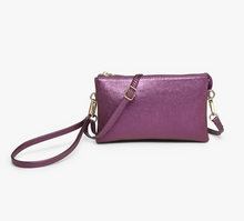 Load image into Gallery viewer, Metallic Purple Crossbody Clutch Purse
