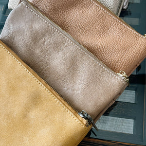 Nubuck Mustard Crossbody Clutch Purse