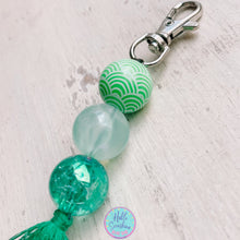Load image into Gallery viewer, Bead Keychain/Bag Tag in Green Waves
