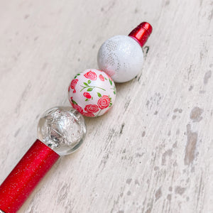 Bead Pen Red Roses