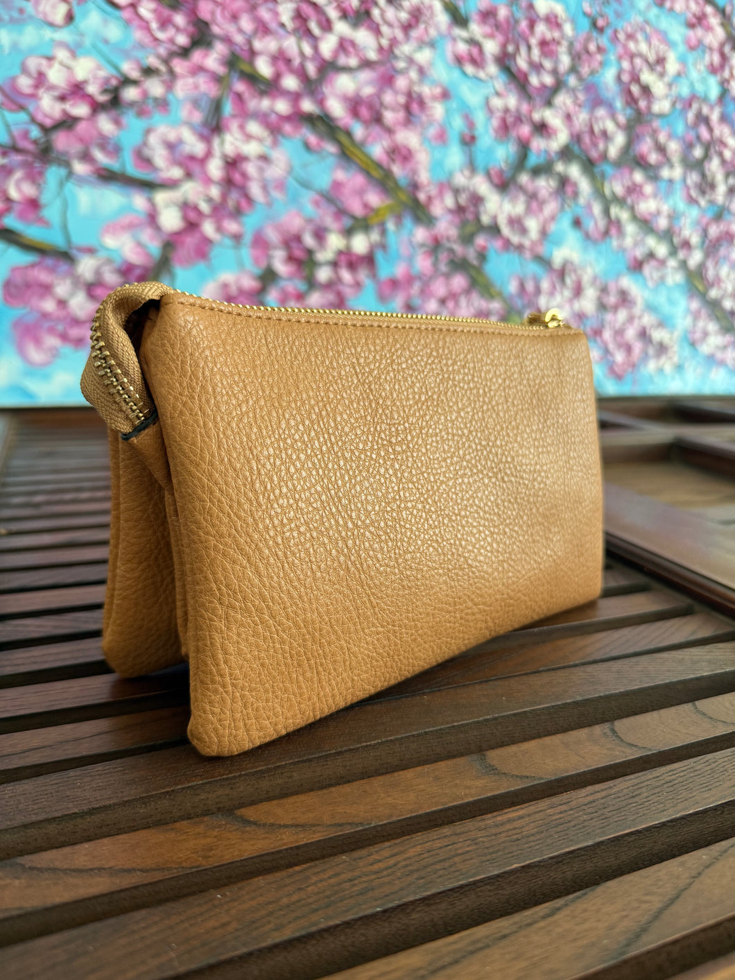 Camel Crossbody Clutch Purse