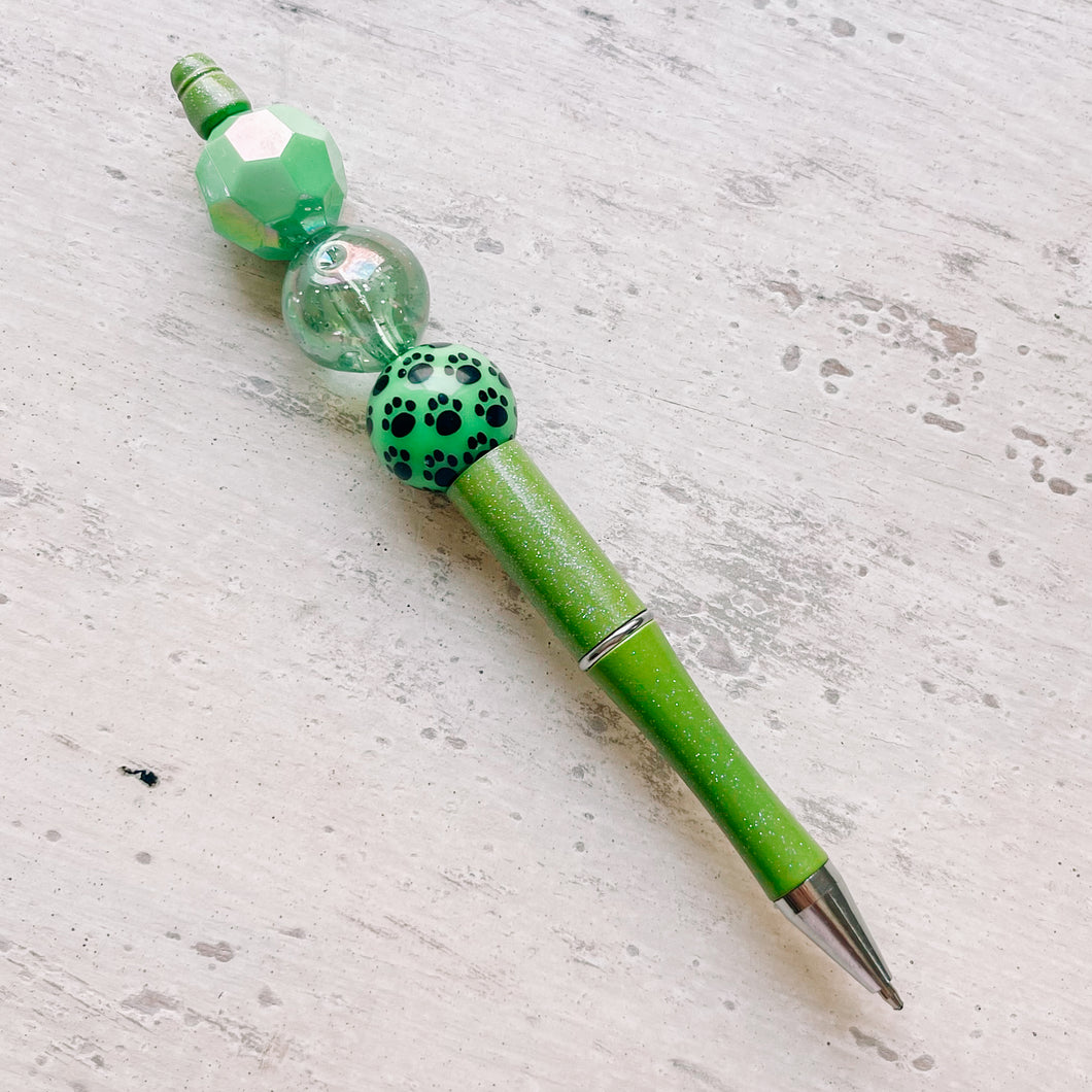 Bead Pen Green Dog Paw