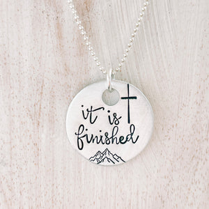 It Is Finished Necklace Hand Stamped