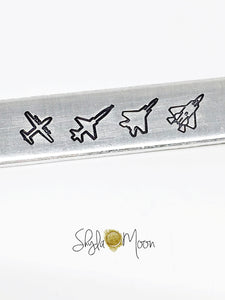 Fighter Jet Coordinates Cuff (Skinny)