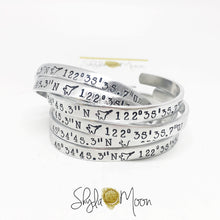 Load image into Gallery viewer, Fighter Jet Coordinates Cuff (Skinny)
