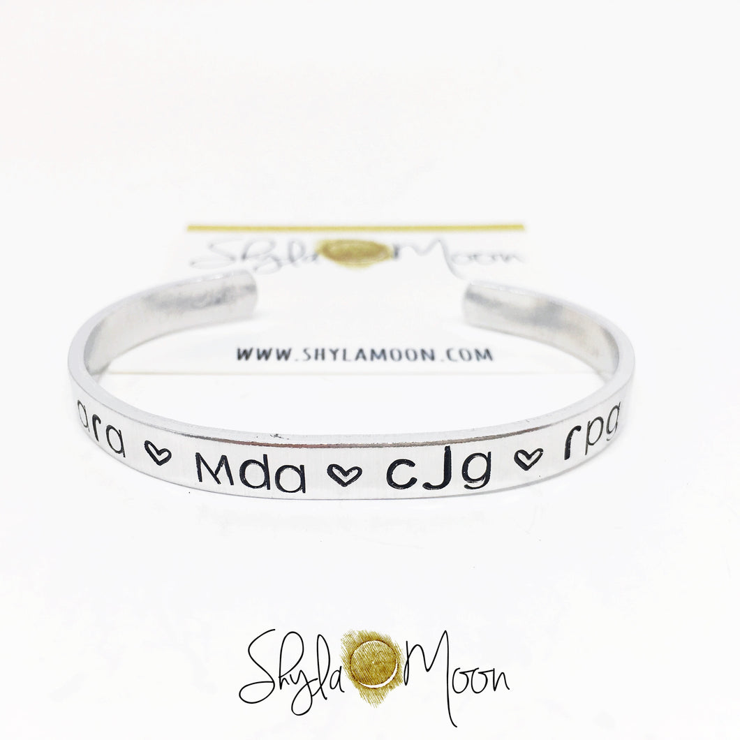 Initials Cuff Bracelet (Skinny Cuff)